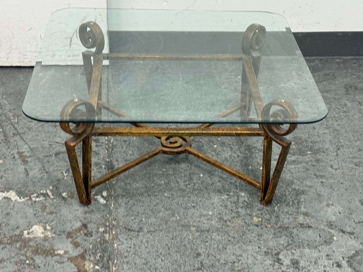 Vintage Post Modern Iron + Glass Coffee Table - Thumbnail 11