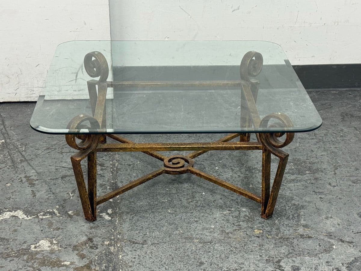Vintage Post Modern Iron + Glass Coffee Table - Thumbnail 13