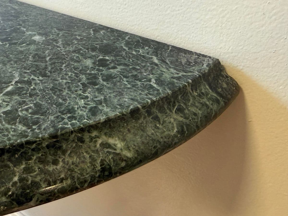Late 20th Century Serpentine Green Marble + Iron Console Table - Thumbnail 9