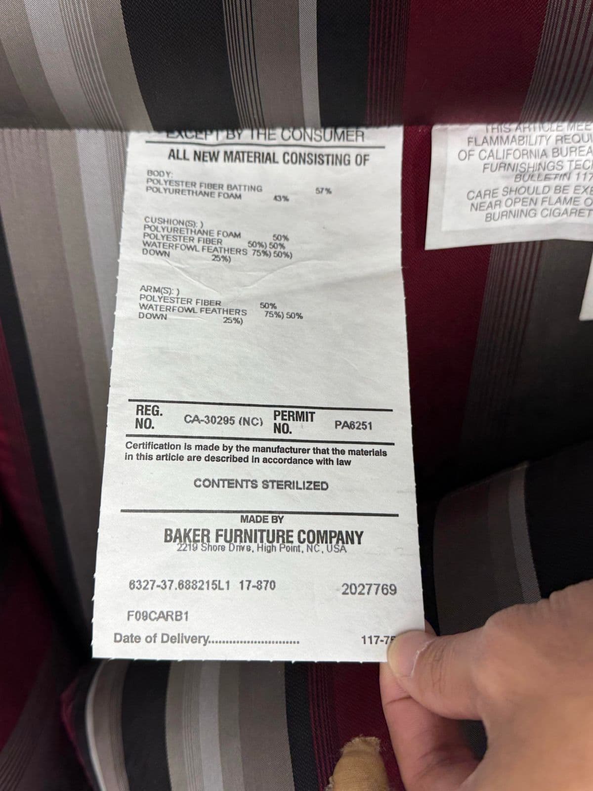 Baker Furniture Rolled Arm Wing Chair + Ottoman, Set - Thumbnail 7