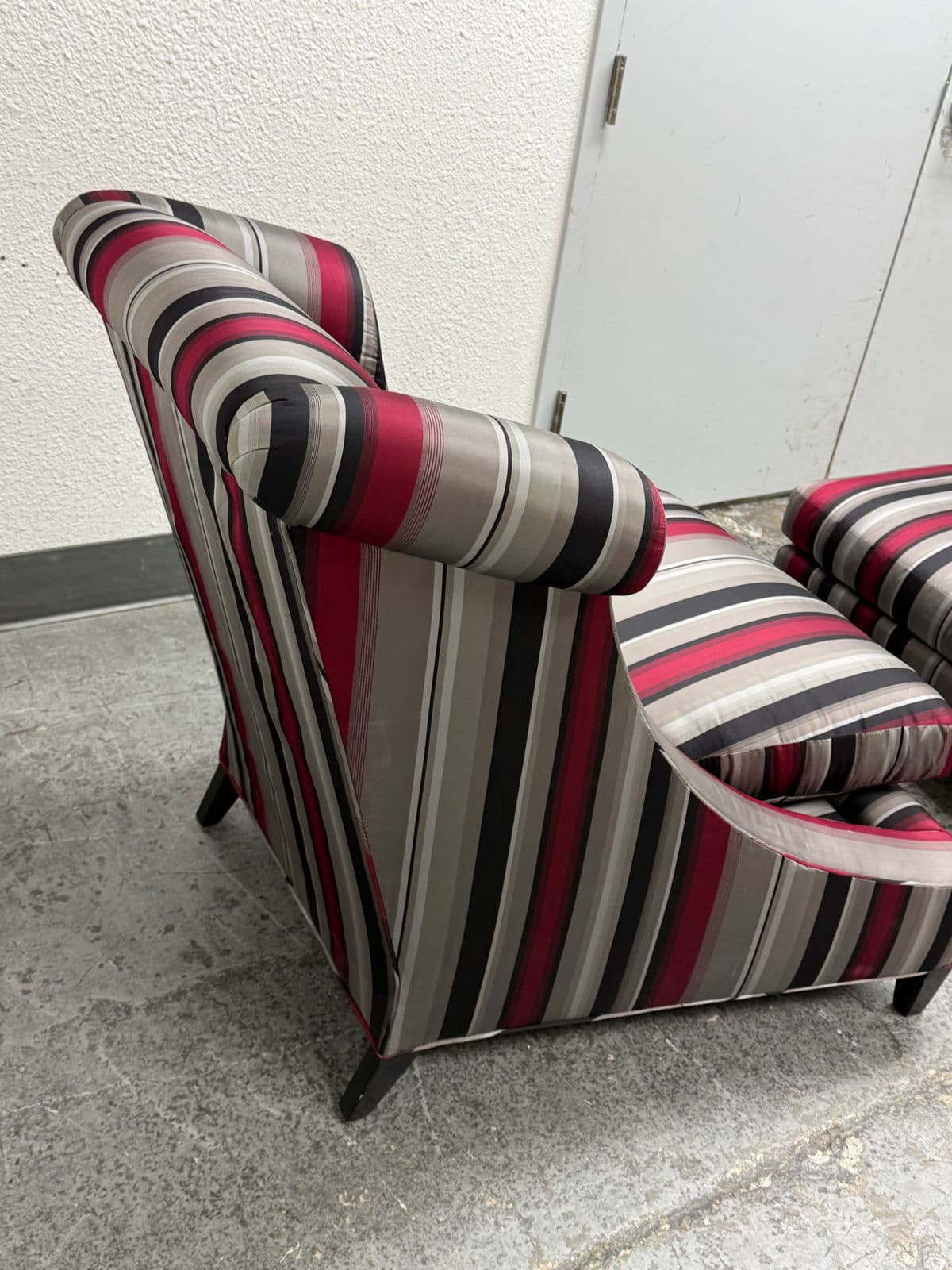 Baker Furniture Rolled Arm Wing Chair + Ottoman, Set - Thumbnail 3