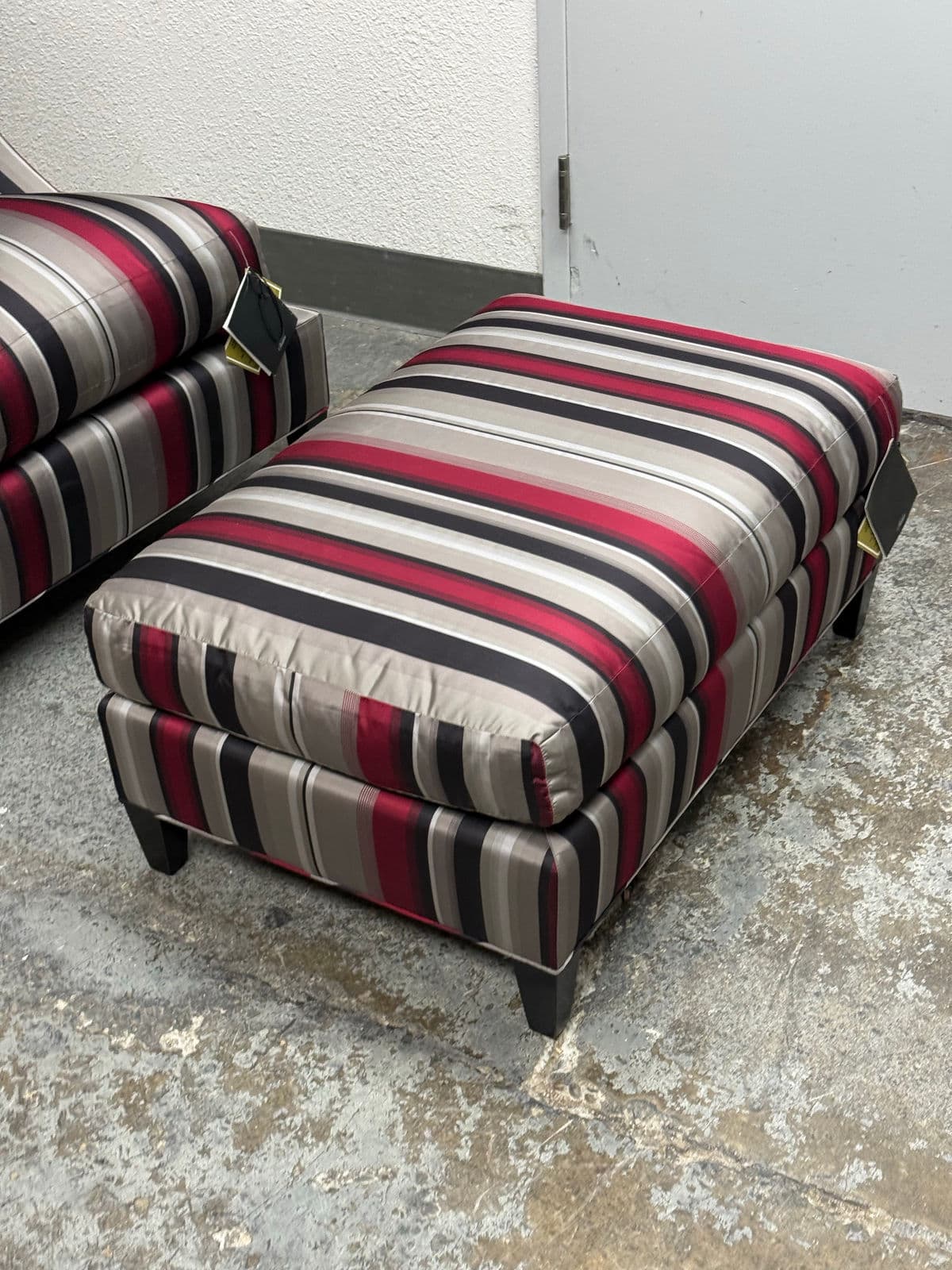 Baker Furniture Rolled Arm Wing Chair + Ottoman, Set - Thumbnail 5