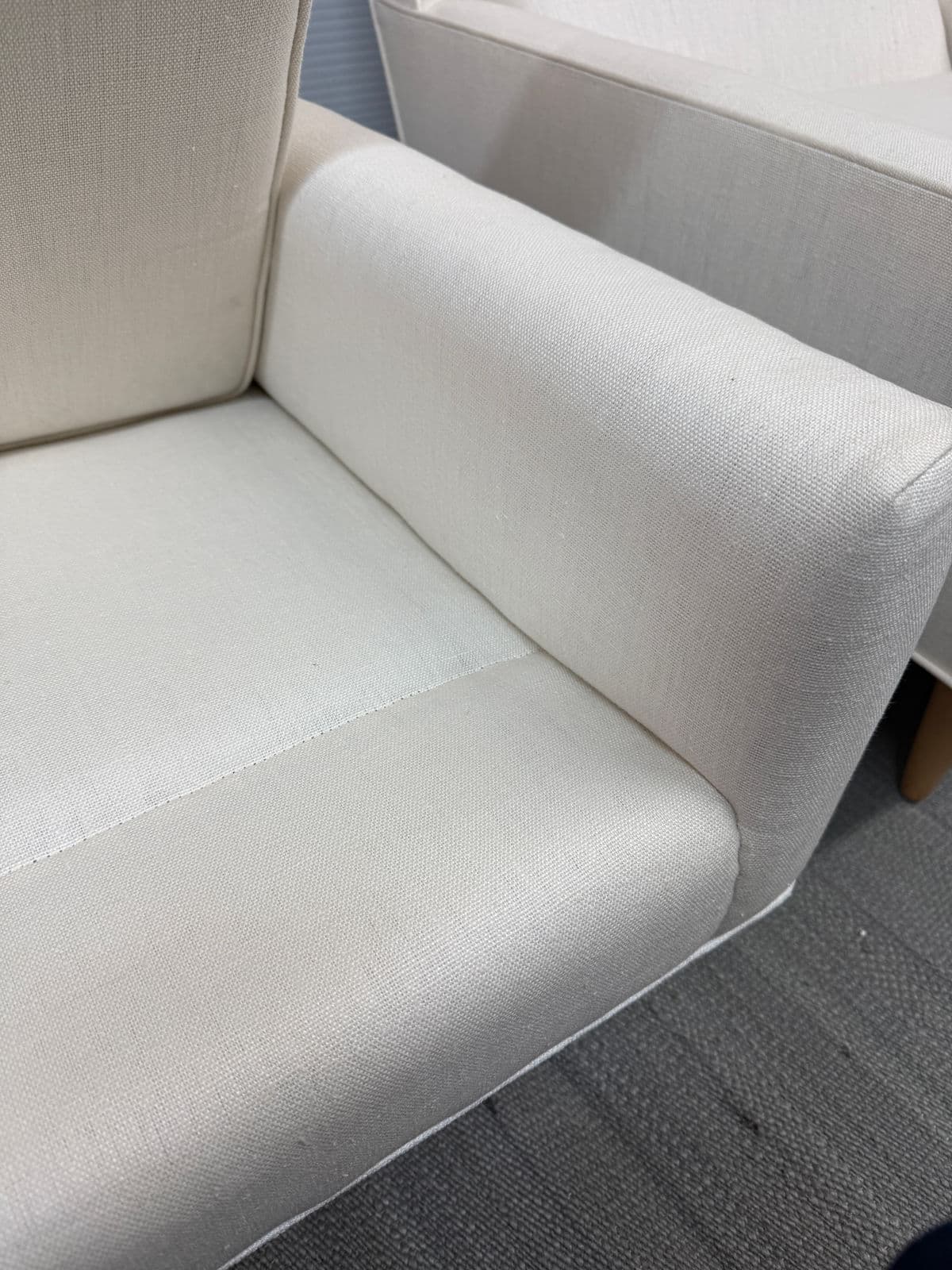 Homenature High Back Linen Blend Lounge Chairs, Pair - Thumbnail 5