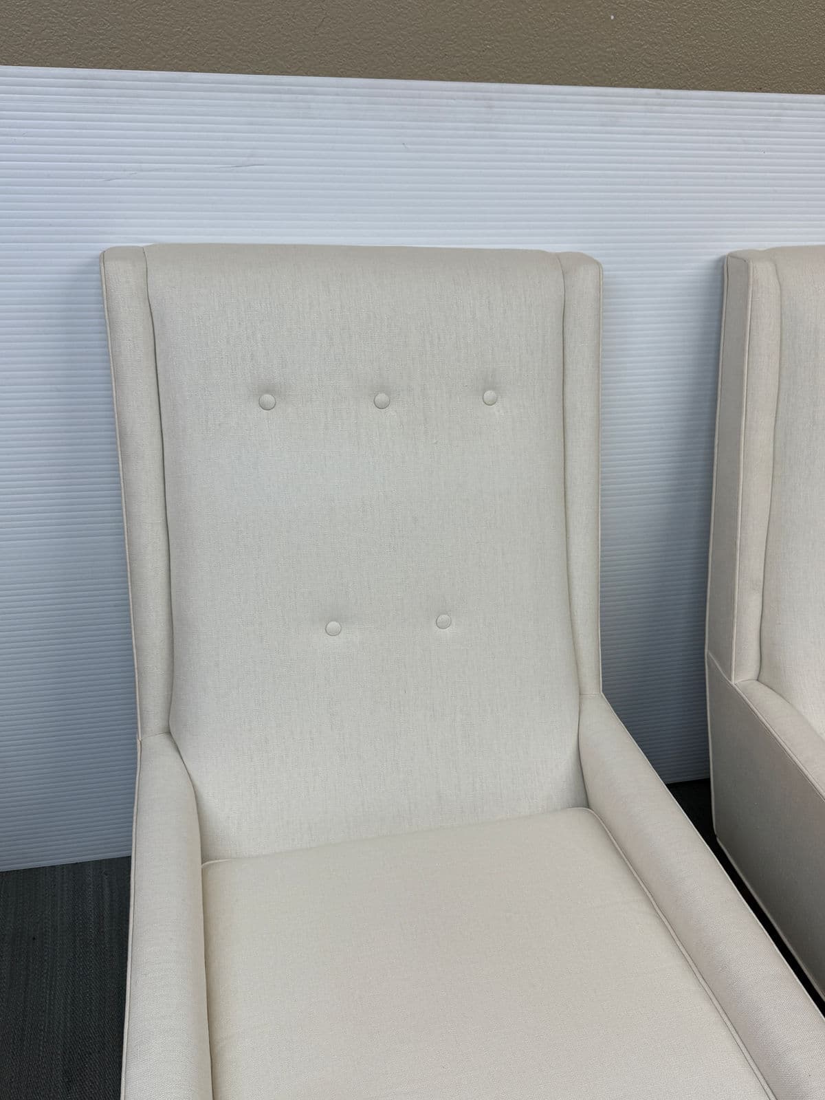 Homenature High Back Linen Blend Lounge Chairs, Pair - Thumbnail 7