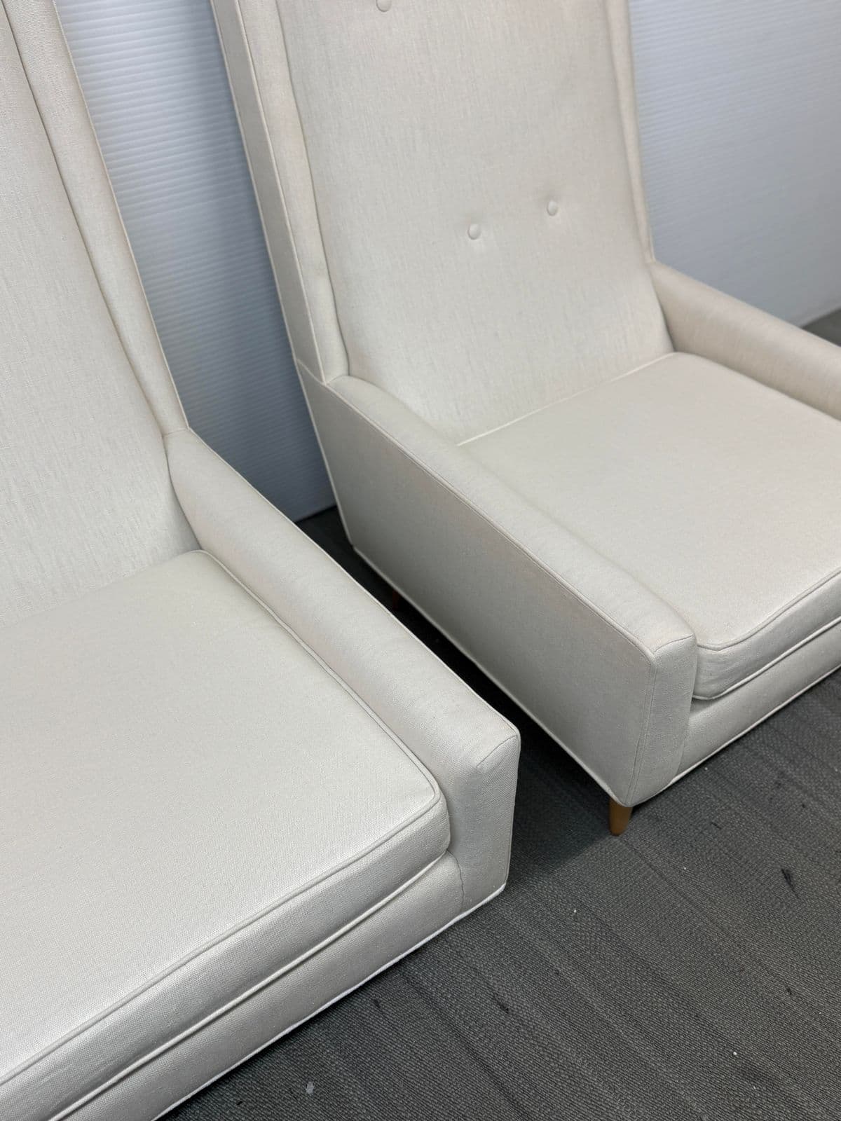 Homenature High Back Linen Blend Lounge Chairs, Pair - Thumbnail 12