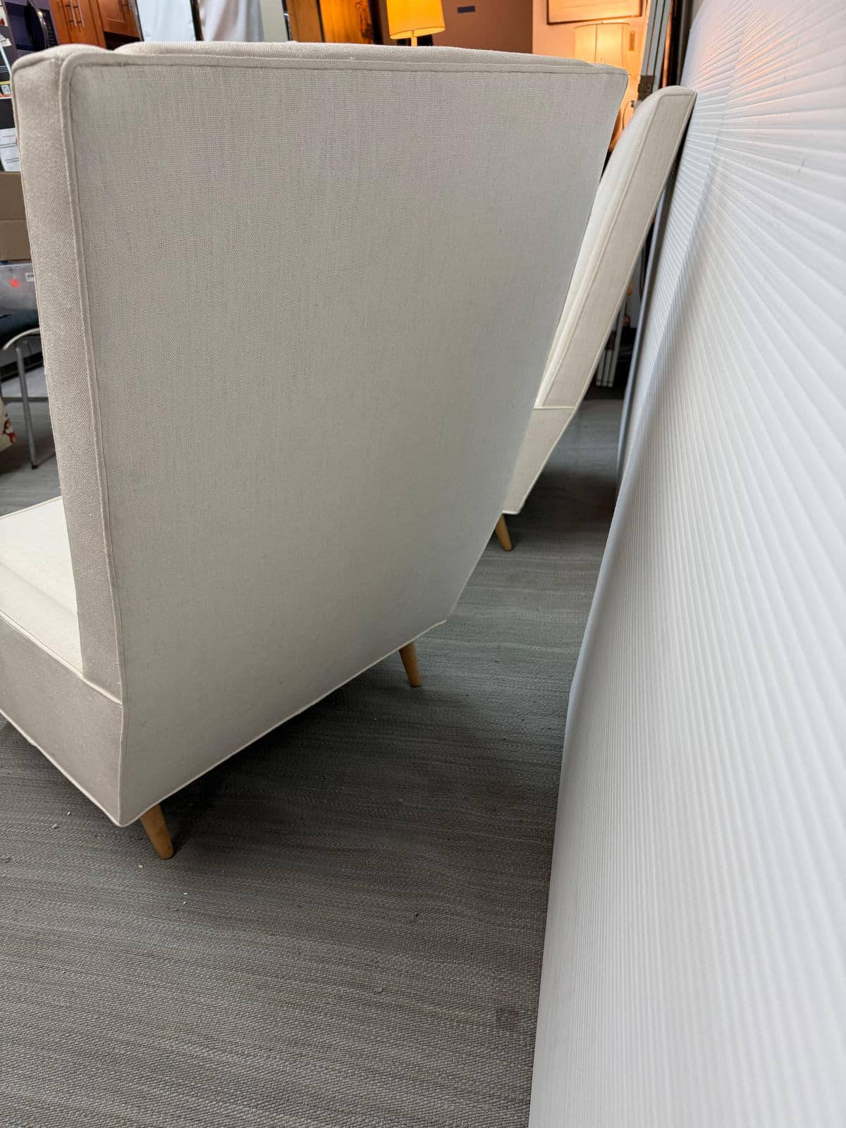 Homenature High Back Linen Blend Lounge Chairs, Pair - Thumbnail 9