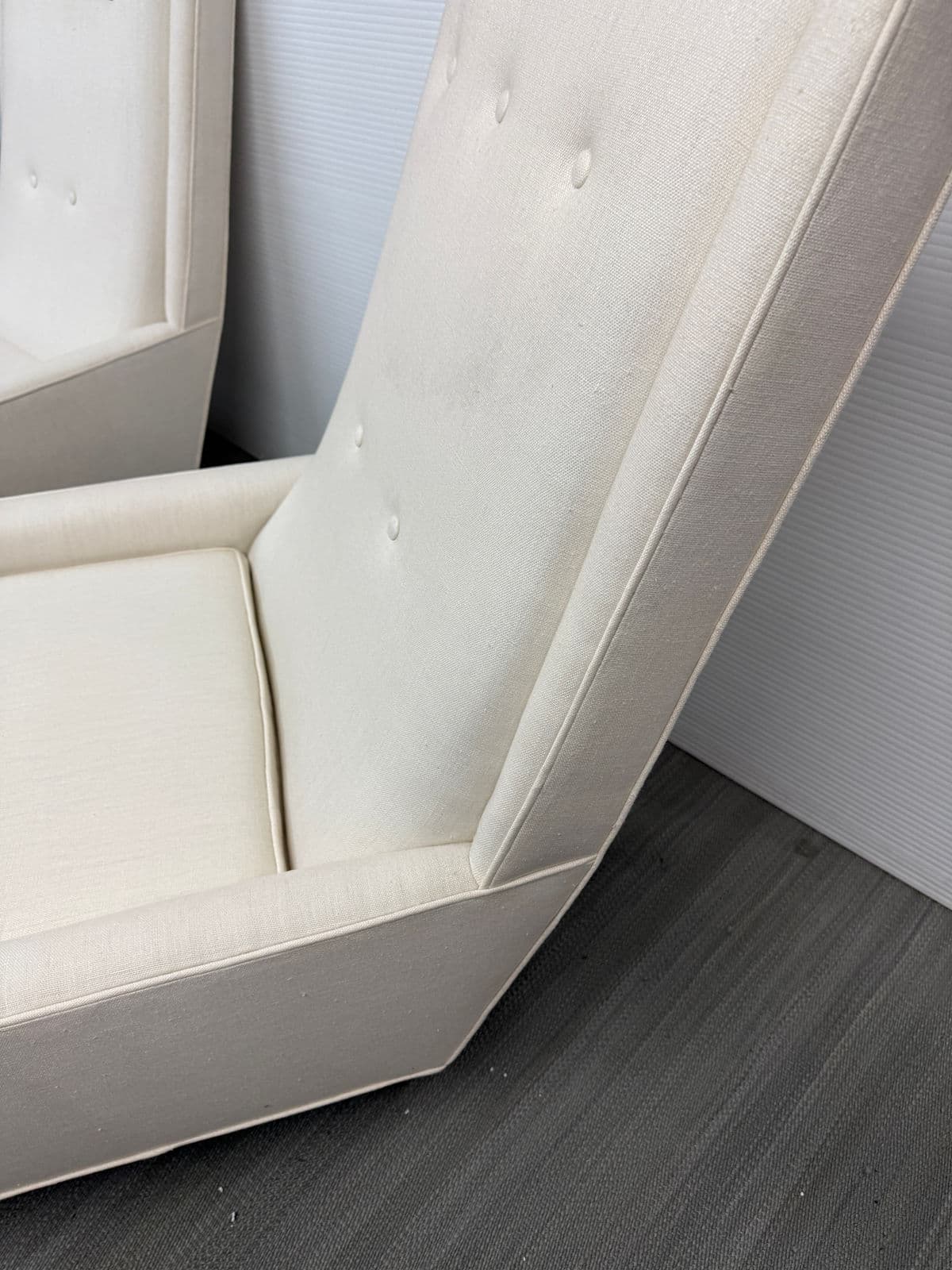 Homenature High Back Linen Blend Lounge Chairs, Pair - Thumbnail 10