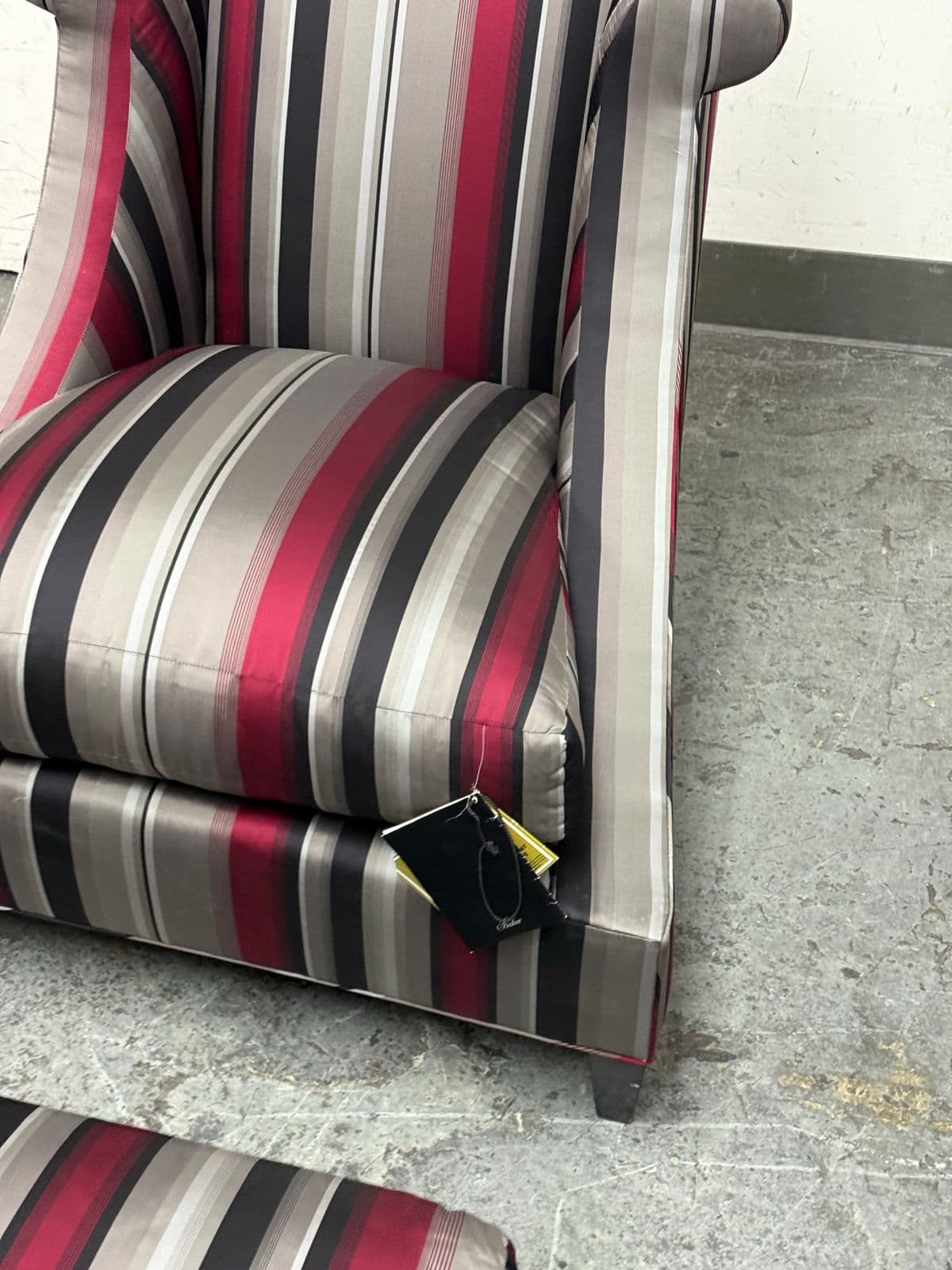 Baker Furniture Rolled Arm Wing Chair + Ottoman, Set - Thumbnail 12