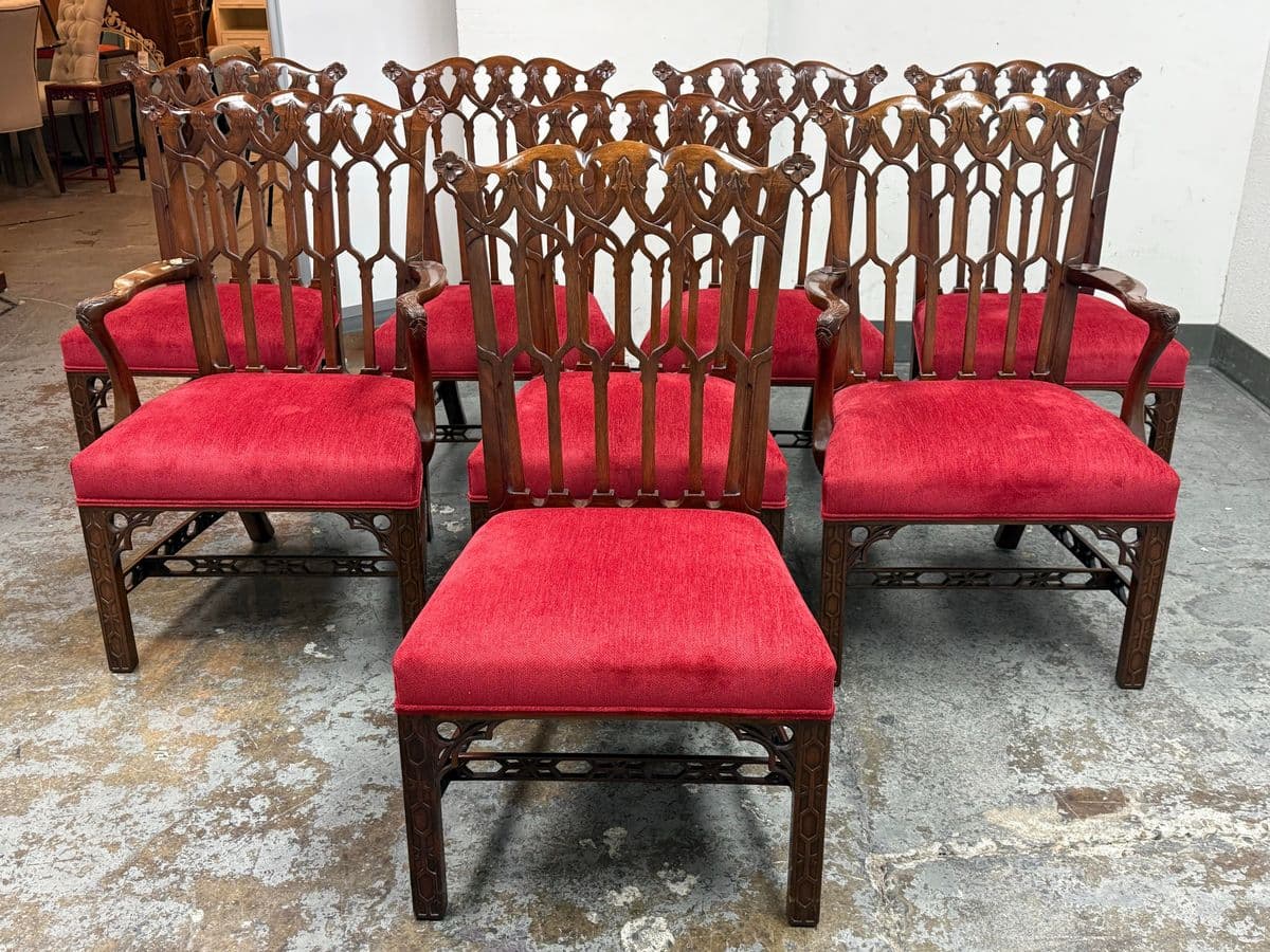 Burton Ching Gothic Revival Dining Room Chairs, Set of Eight - Thumbnail 4