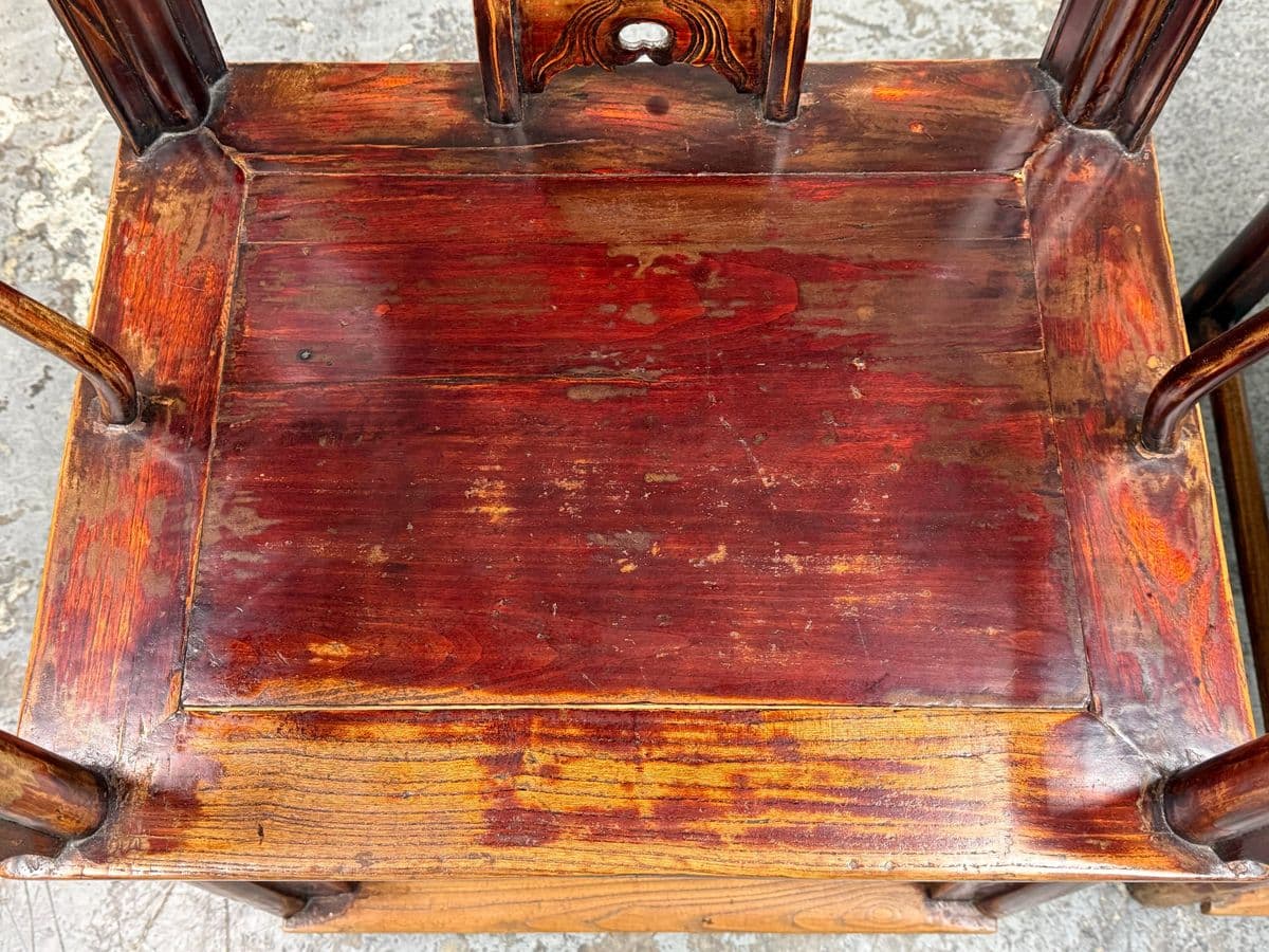 Antique Ming Horseshoe Arm Chairs, Pair - Thumbnail 9