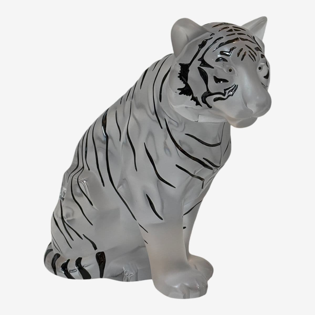 Lalique Large Crystal Sitting Tiger - Image 1
