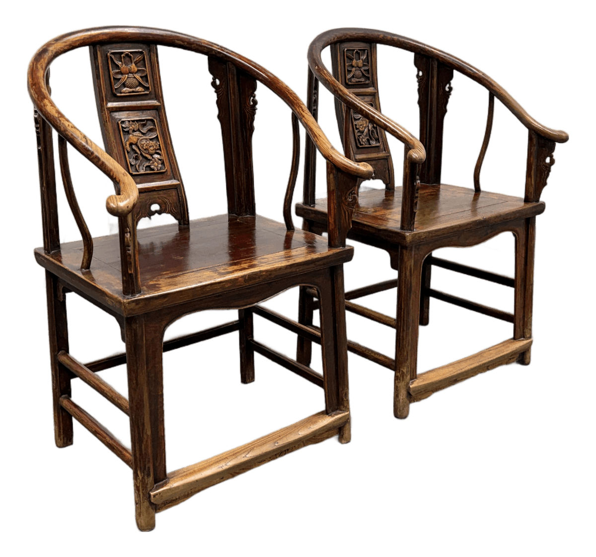 Antique Ming Horseshoe Arm Chairs, Pair - Thumbnail 2