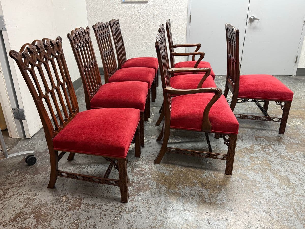 Burton Ching Gothic Revival Dining Room Chairs, Set of Eight - Thumbnail 5