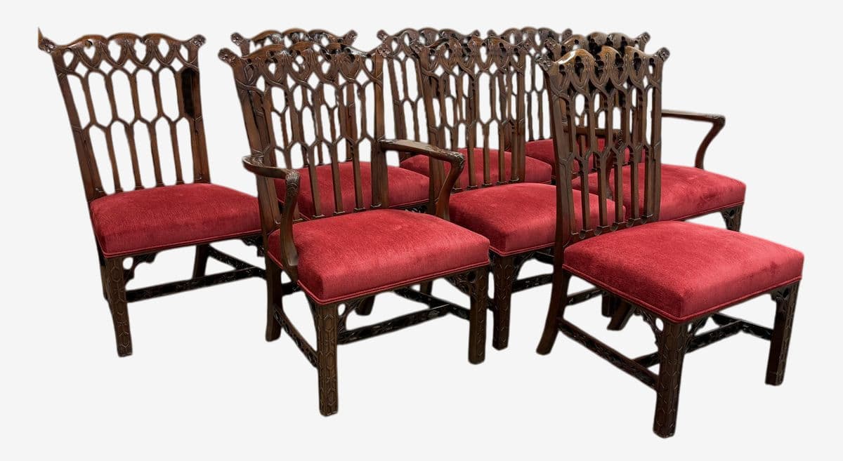 Burton Ching Gothic Revival Dining Room Chairs, Set of Eight - Image 1