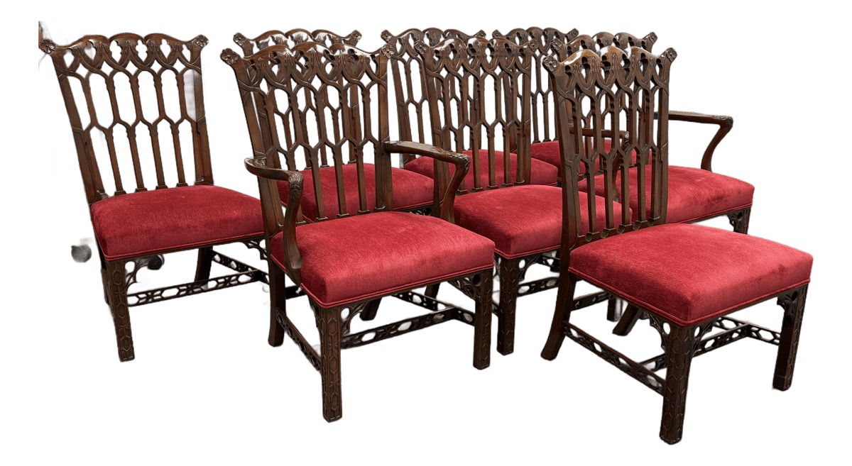 Burton Ching Gothic Revival Dining Room Chairs, Set of Eight - Thumbnail 2