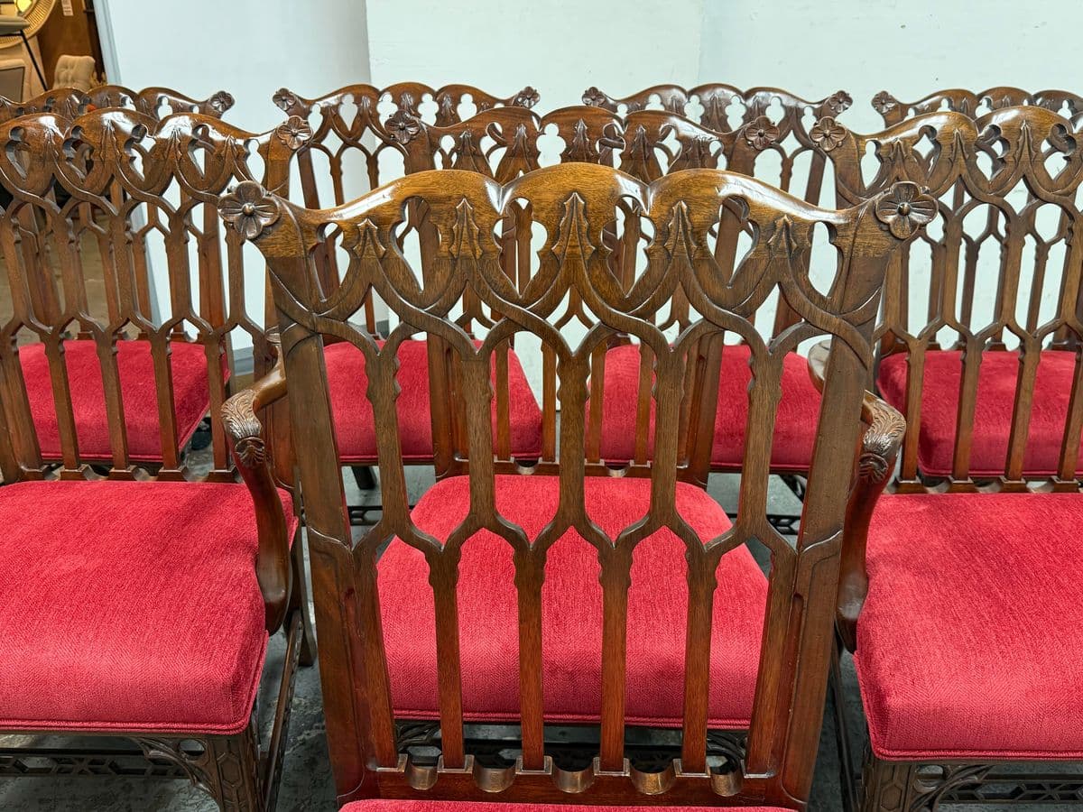 Burton Ching Gothic Revival Dining Room Chairs, Set of Eight - Thumbnail 7