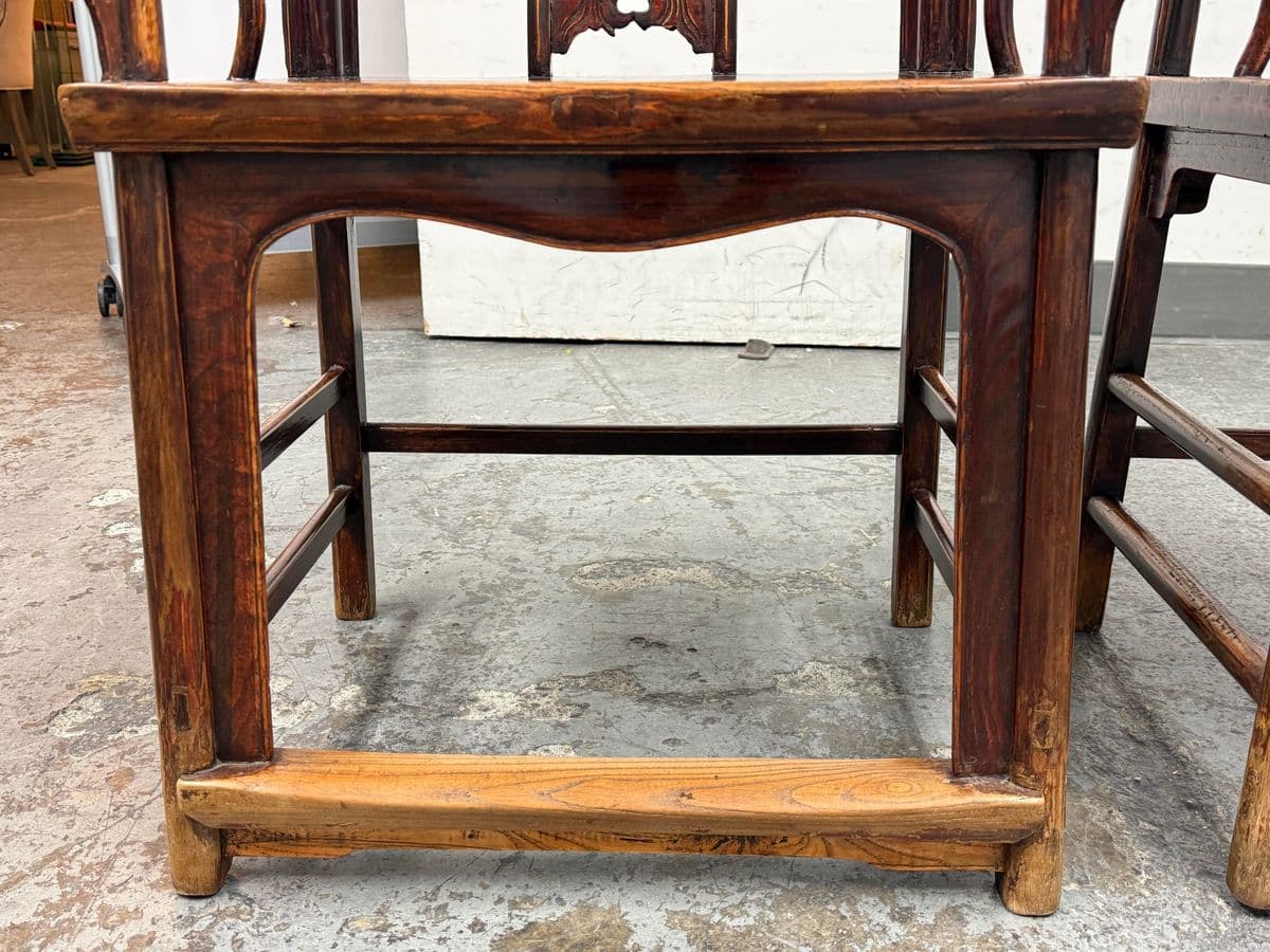 Antique Ming Horseshoe Arm Chairs, Pair - Thumbnail 10