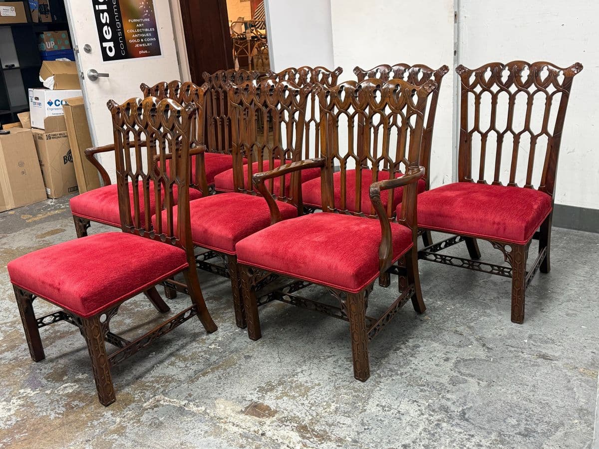 Burton Ching Gothic Revival Dining Room Chairs, Set of Eight - Thumbnail 3