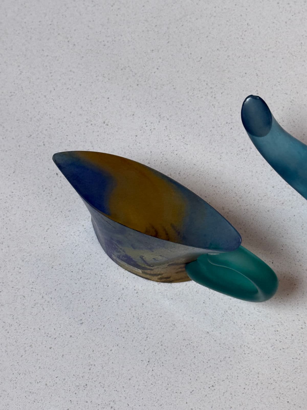 Circa 1980's Kjell Engman for Kosta Boda Vintage Limited Edition Teapot + Tea Cup Art Glass Sculpture - Thumbnail 9