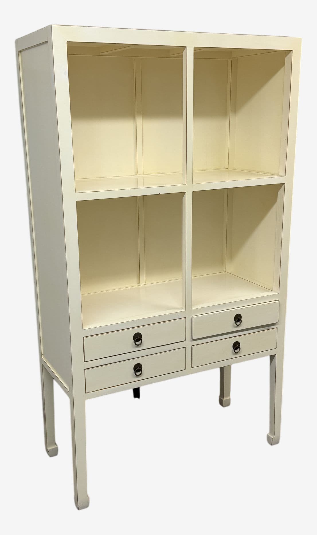 Chinoiserie Zen Ivory Finish Bookcase - Image 1