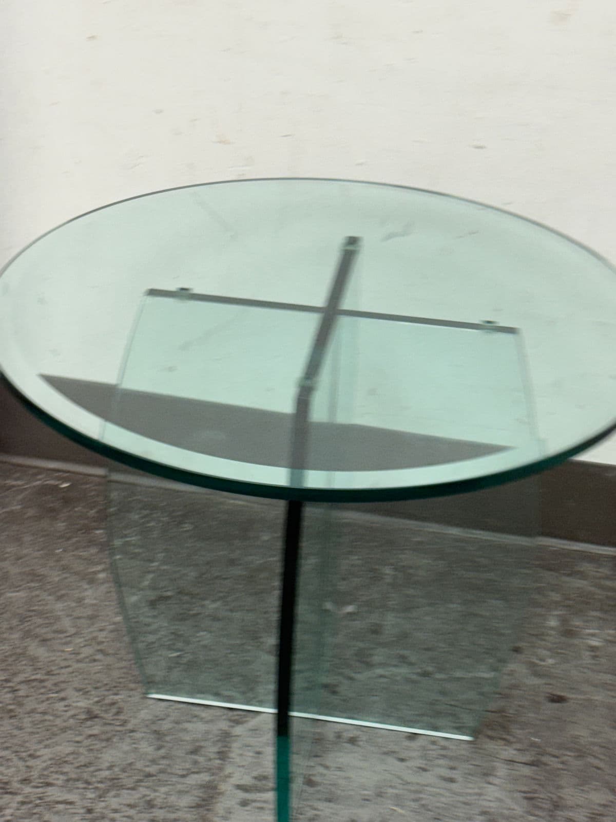 Vintage Post Modern Round Glass Side Table - Thumbnail 9