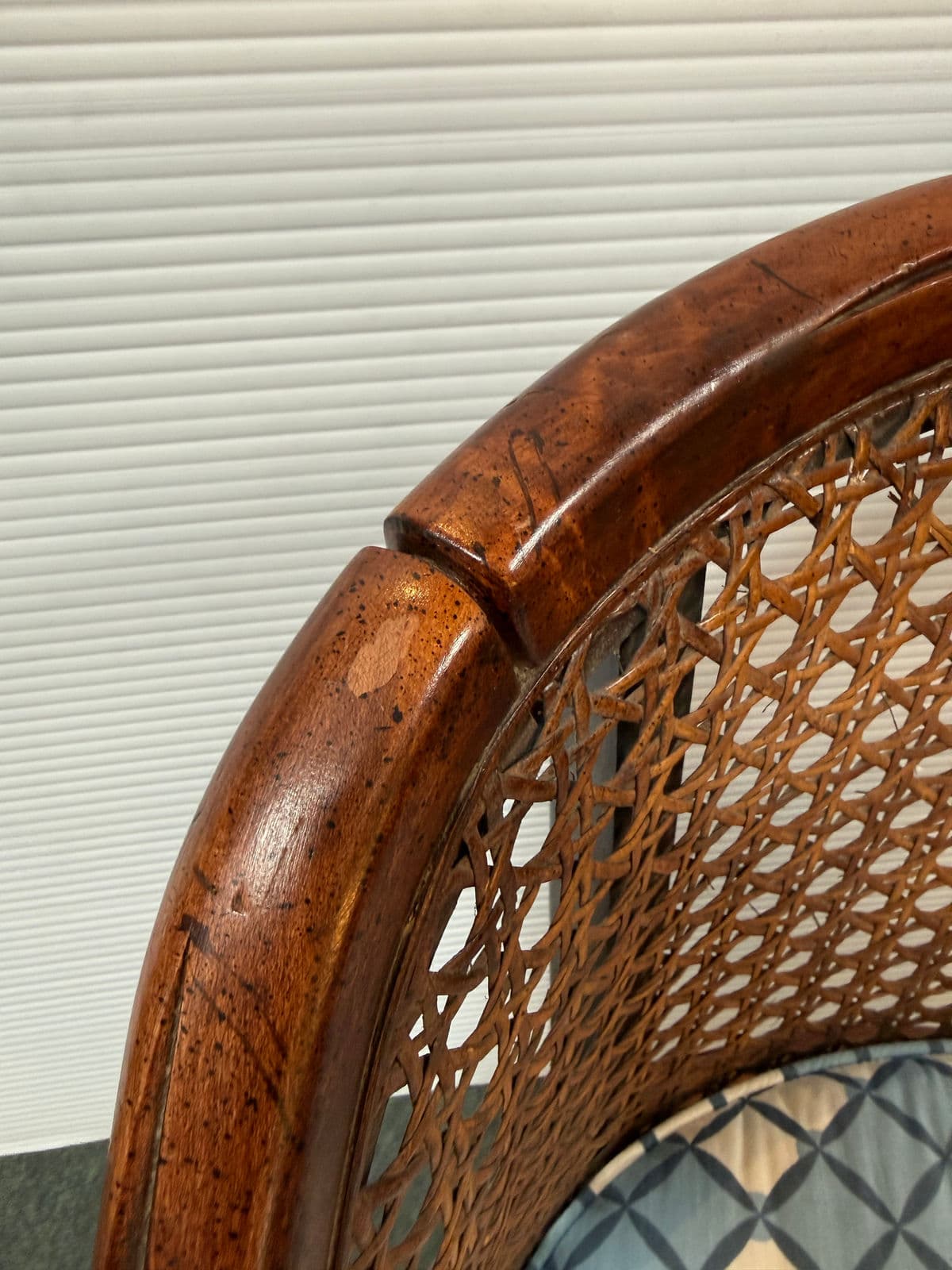 Mid 20th Century Bamboo + Cane Barrel Chair - Thumbnail 11