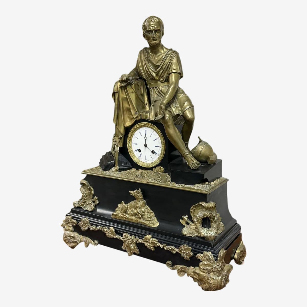 Antique “Horatius & the Fall of Rome” French Empire Bronze Mantel Clock - Image 1