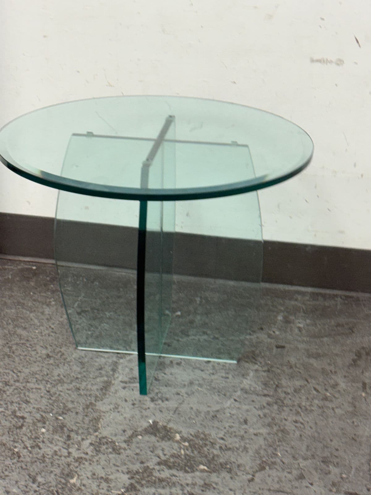 Vintage Post Modern Round Glass Side Table - Thumbnail 5