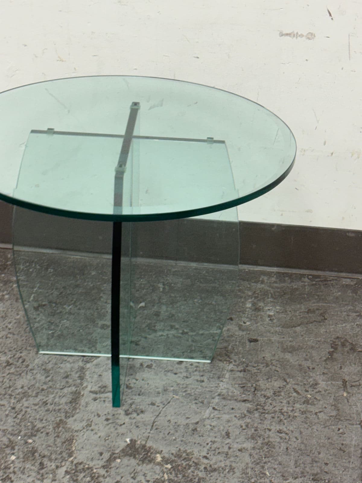 Vintage Post Modern Round Glass Side Table - Thumbnail 6