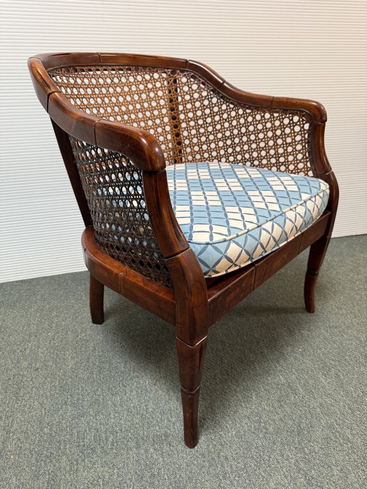 Mid 20th Century Bamboo + Cane Barrel Chair - Thumbnail 3