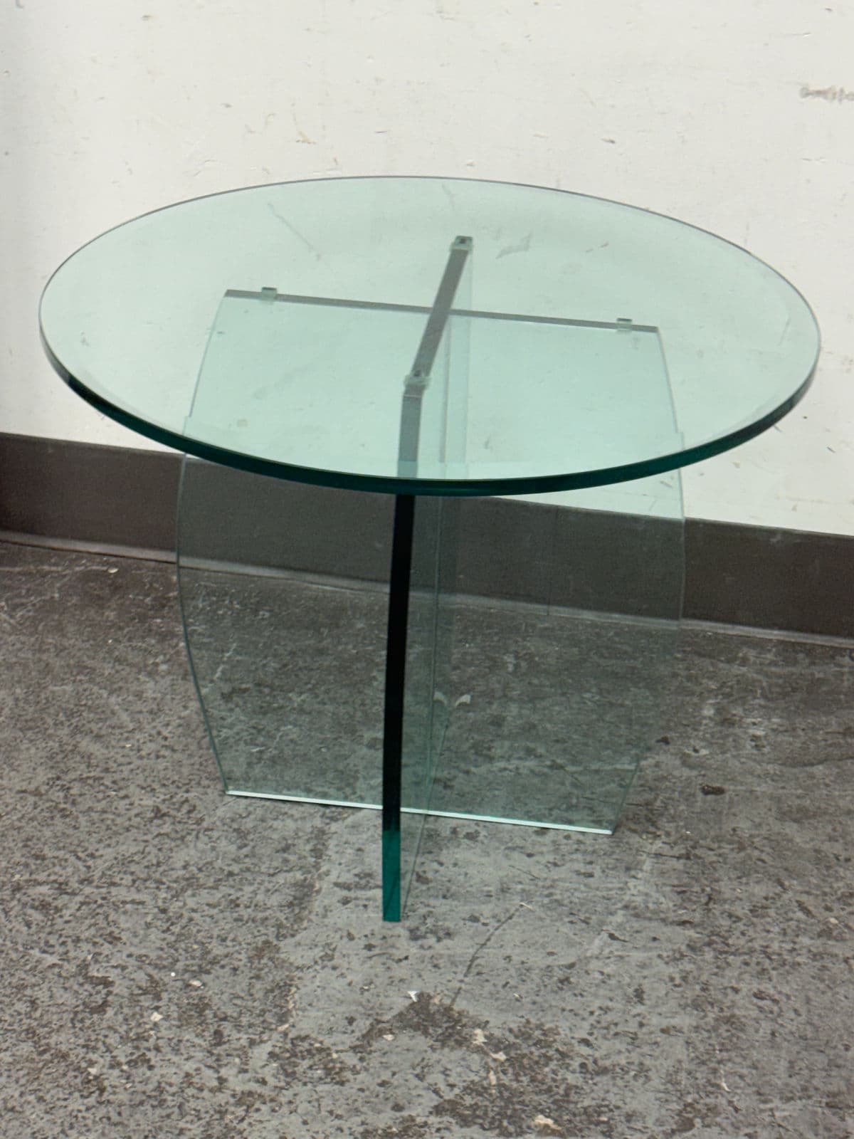 Vintage Post Modern Round Glass Side Table - Thumbnail 7