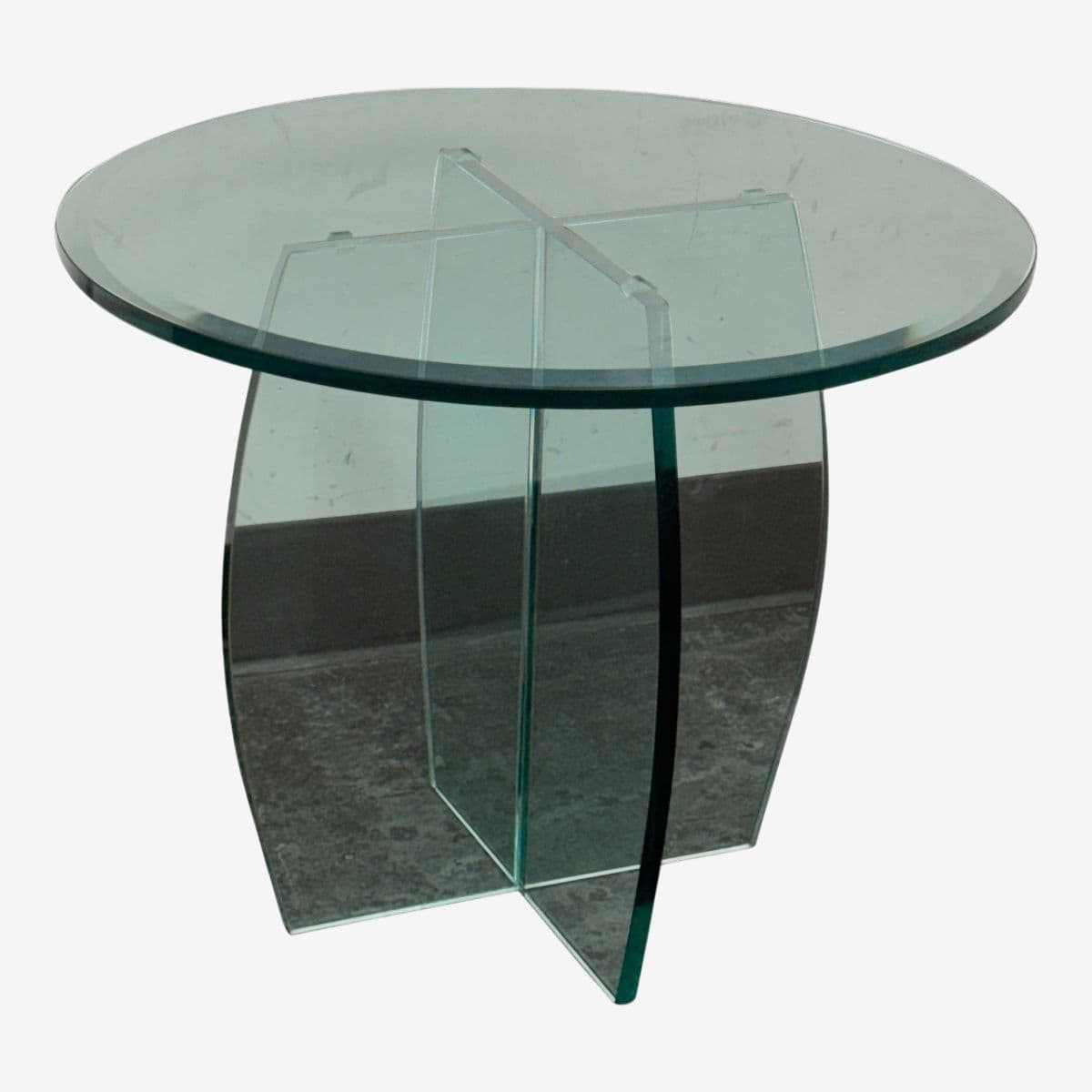 Vintage Post Modern Round Glass Side Table - Image 1