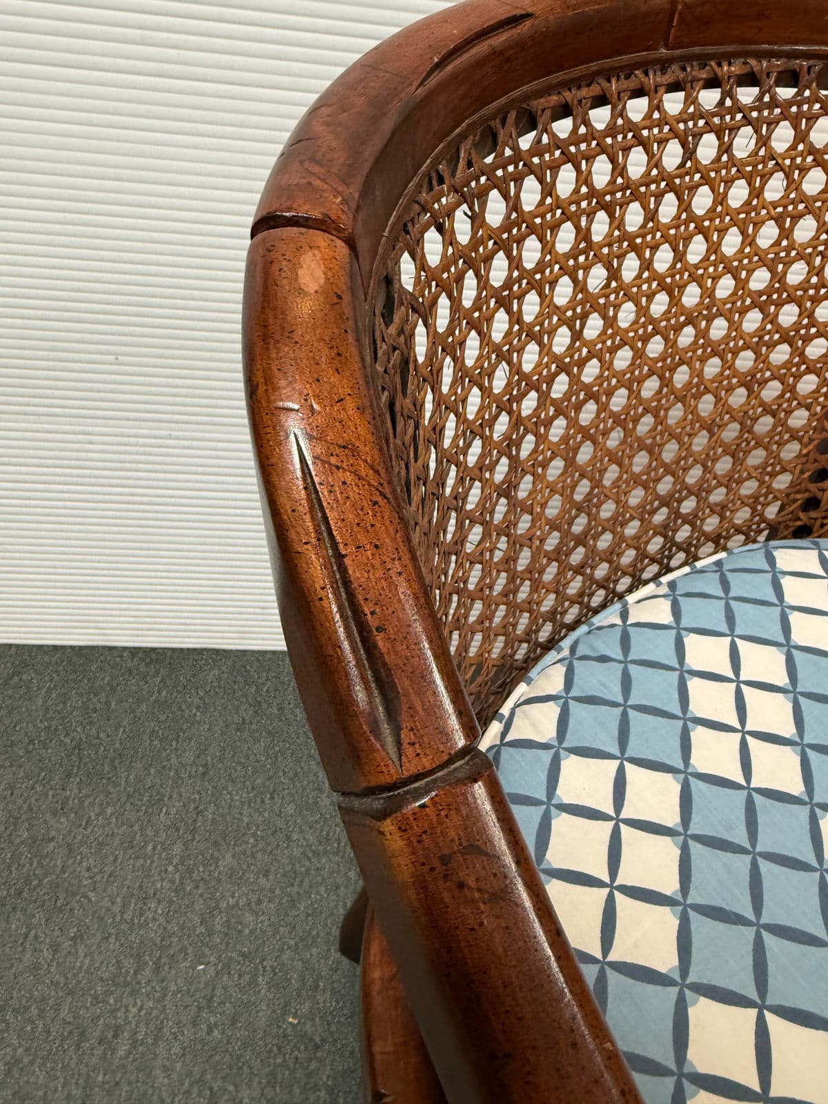 Mid 20th Century Bamboo + Cane Barrel Chair - Thumbnail 9