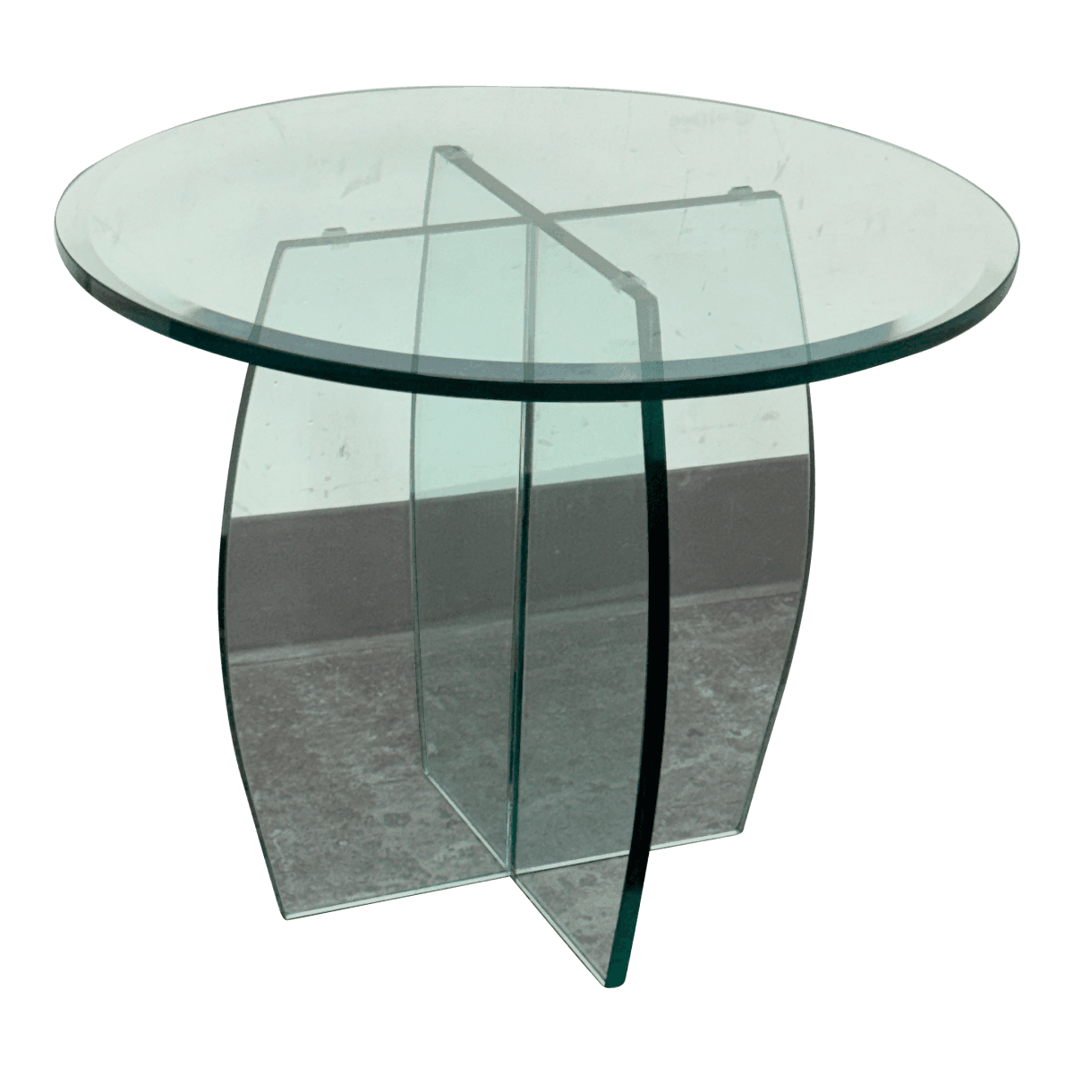 Vintage Post Modern Round Glass Side Table - Thumbnail 2