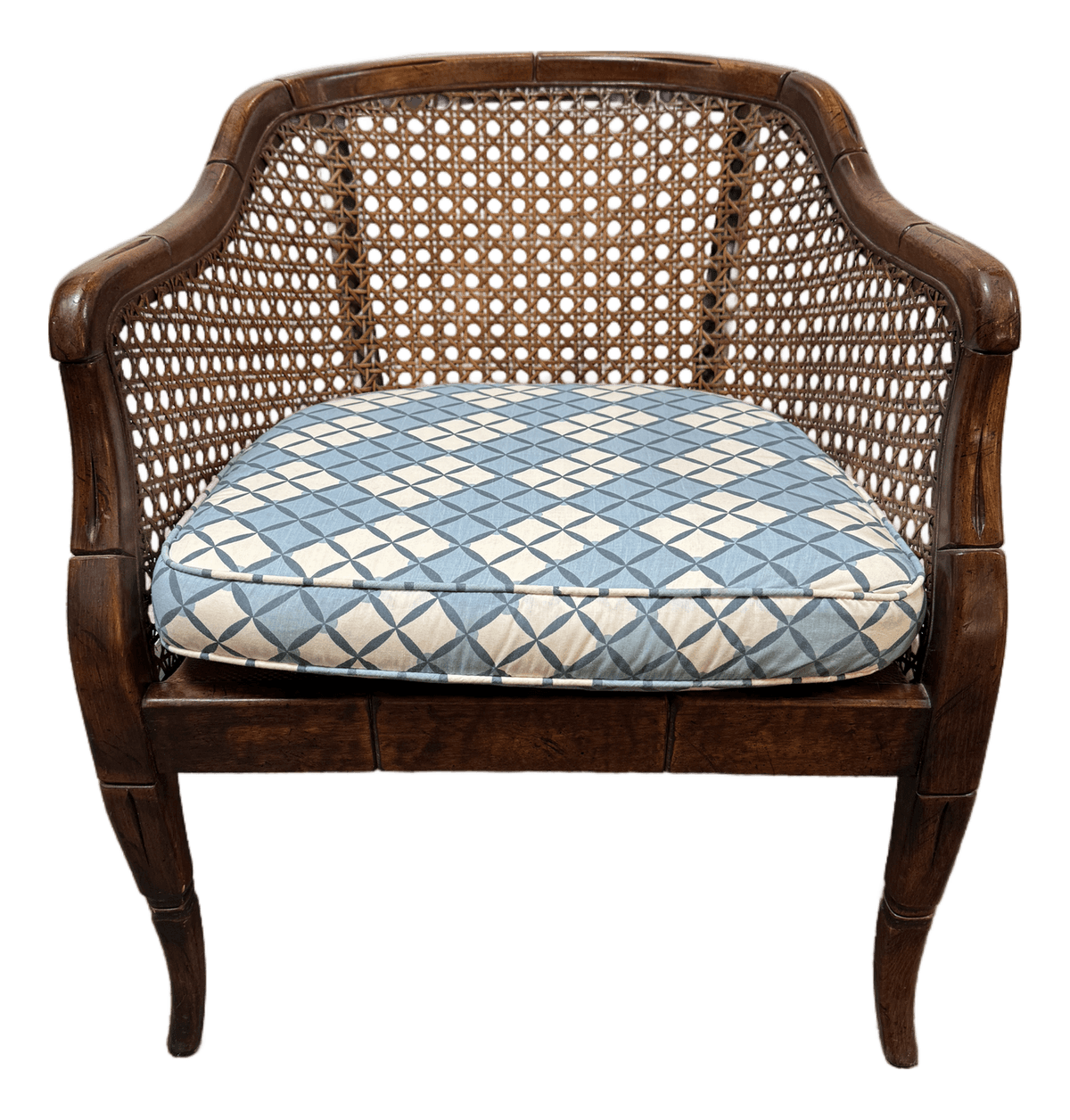 Mid 20th Century Bamboo + Cane Barrel Chair - Thumbnail 2