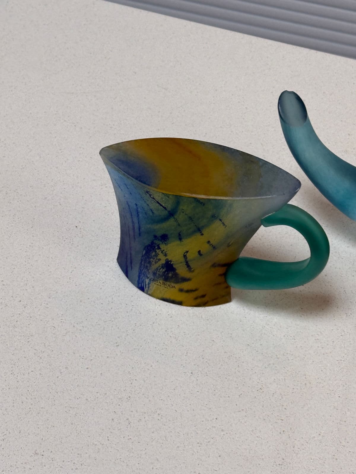 Circa 1980's Kjell Engman for Kosta Boda Vintage Limited Edition Teapot + Tea Cup Art Glass Sculpture - Thumbnail 11