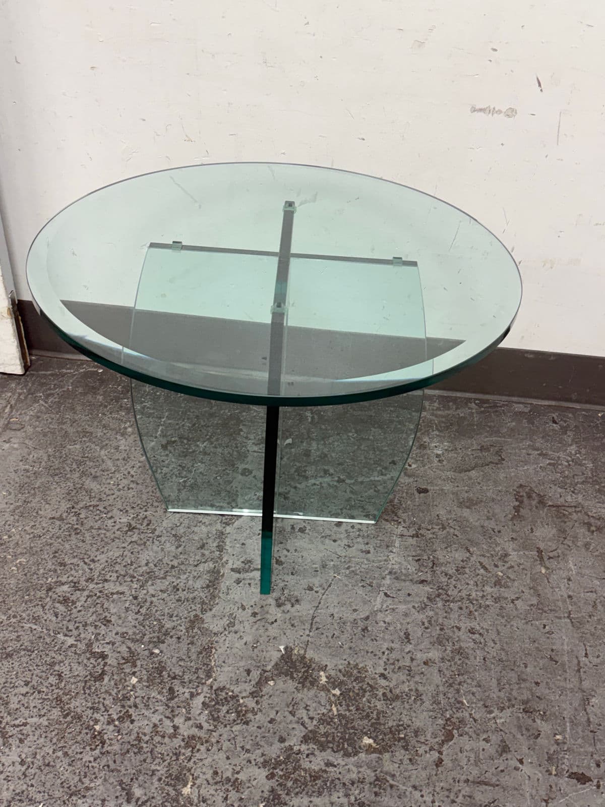 Vintage Post Modern Round Glass Side Table - Thumbnail 11