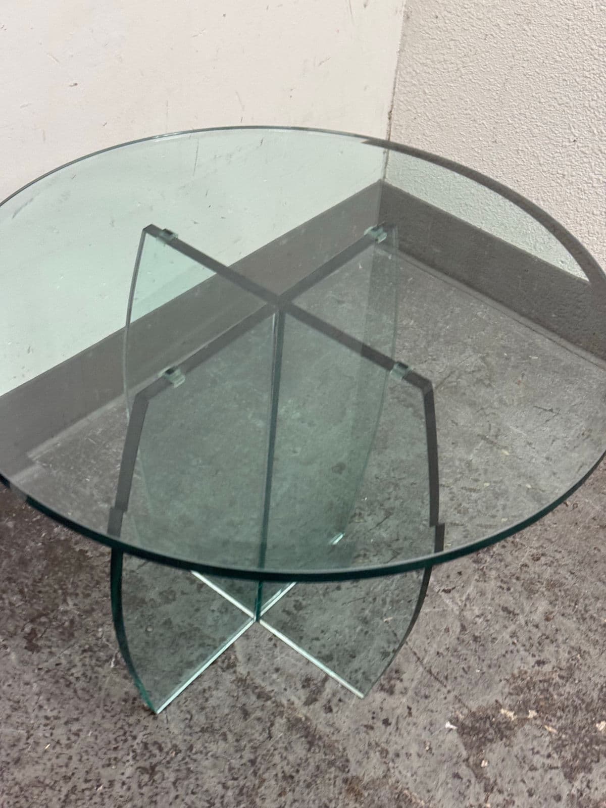 Vintage Post Modern Round Glass Side Table - Thumbnail 13