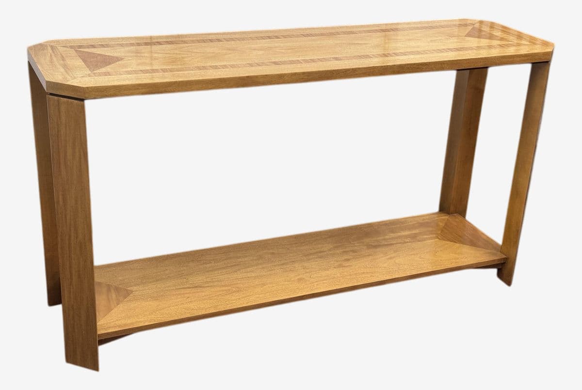 Baker Furniture Console Table With Inlaid Surface Design - Image 1