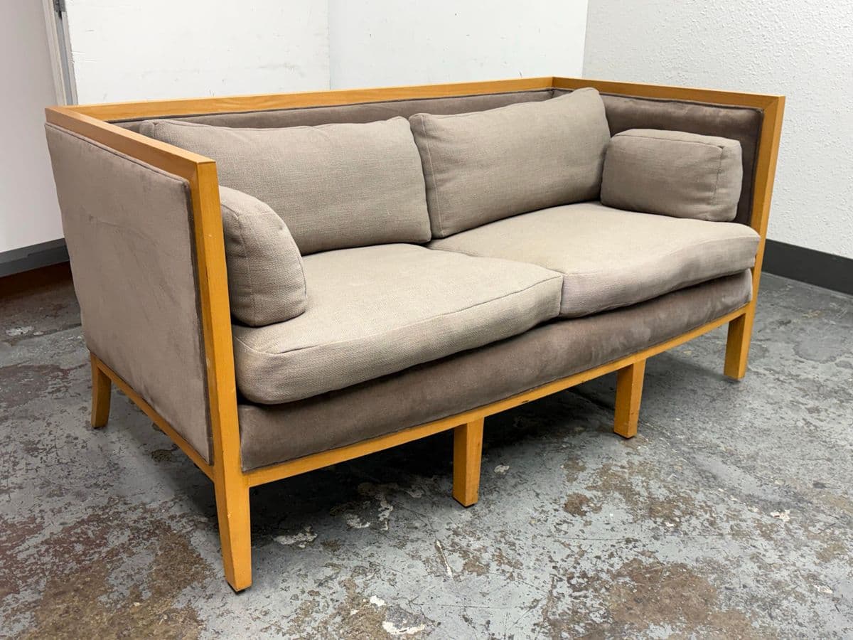 Danish Style Apartment Sofa With Cherry Wood Tone Frame - Thumbnail 4