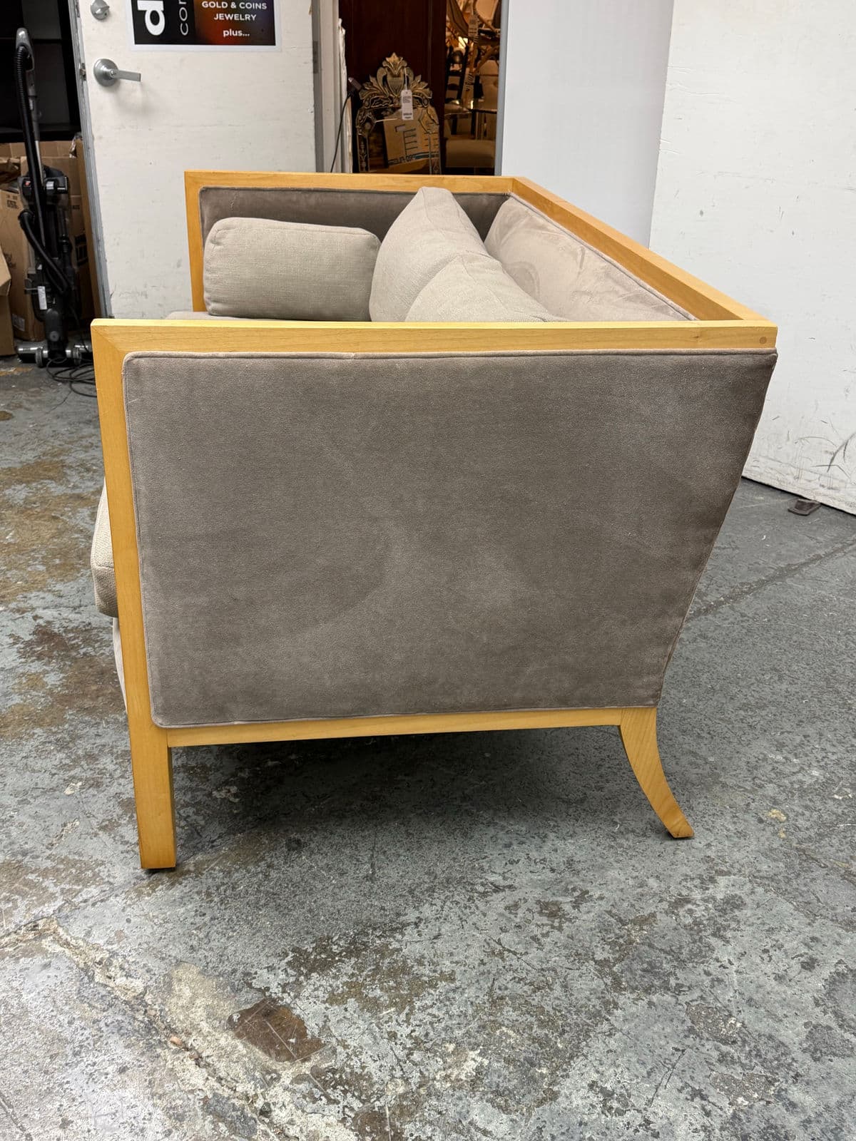 Danish Style Apartment Sofa With Cherry Wood Tone Frame - Thumbnail 7