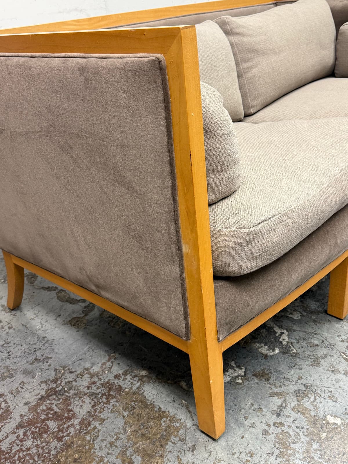 Danish Style Apartment Sofa With Cherry Wood Tone Frame - Thumbnail 10