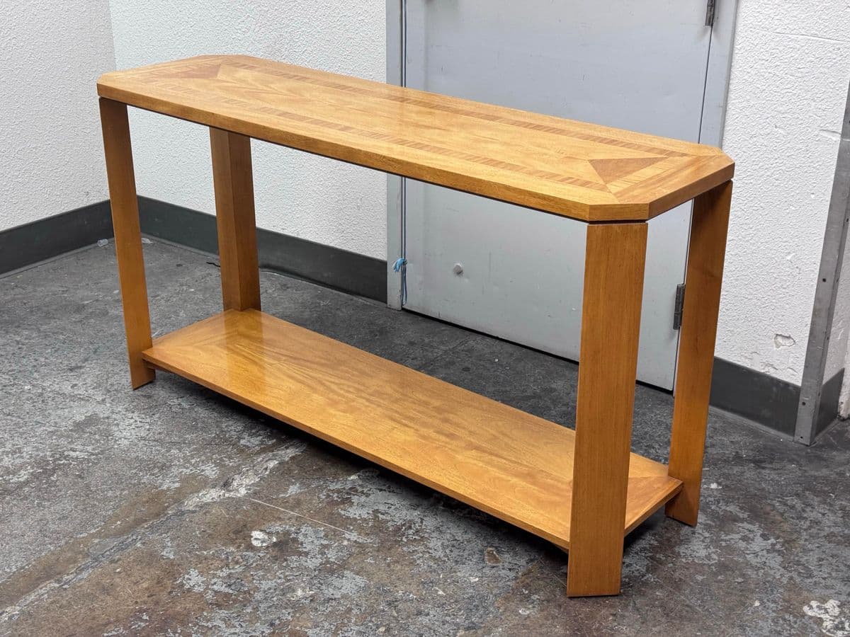 Baker Furniture Console Table With Inlaid Surface Design - Thumbnail 4