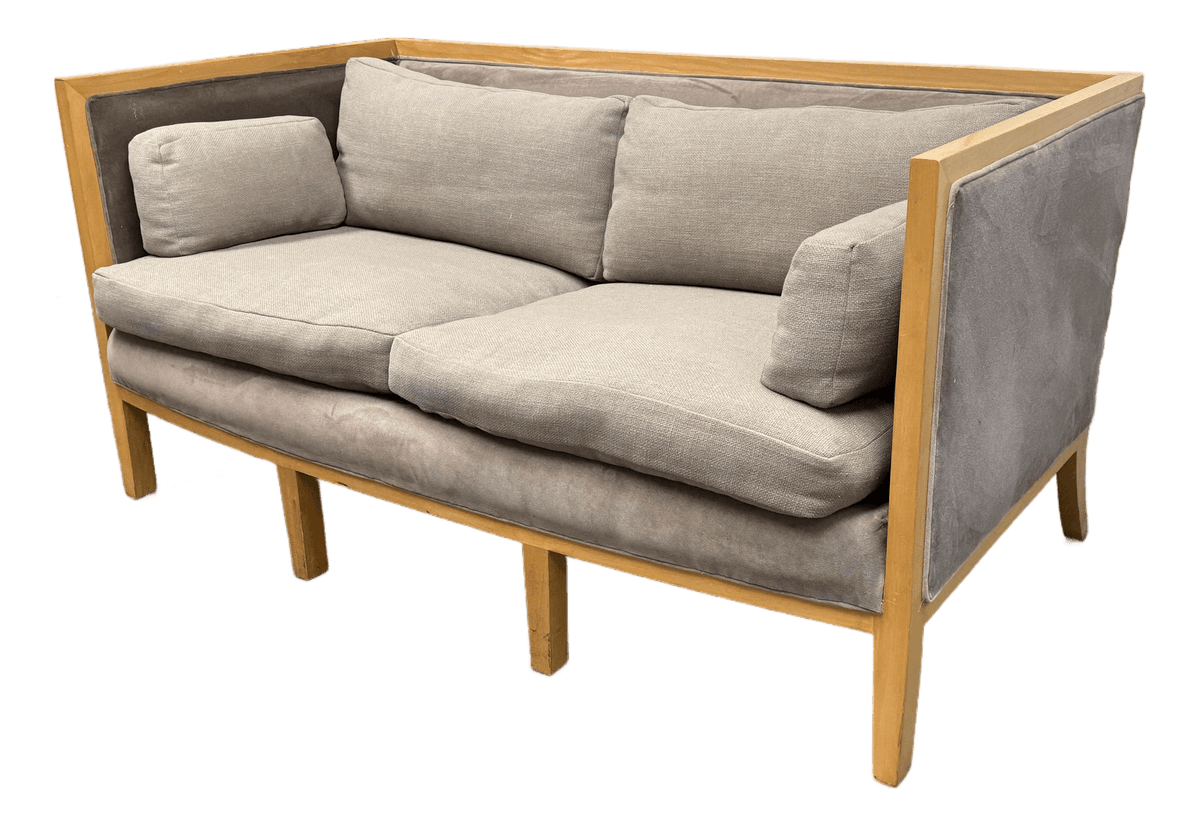 Danish Style Apartment Sofa With Cherry Wood Tone Frame - Thumbnail 2