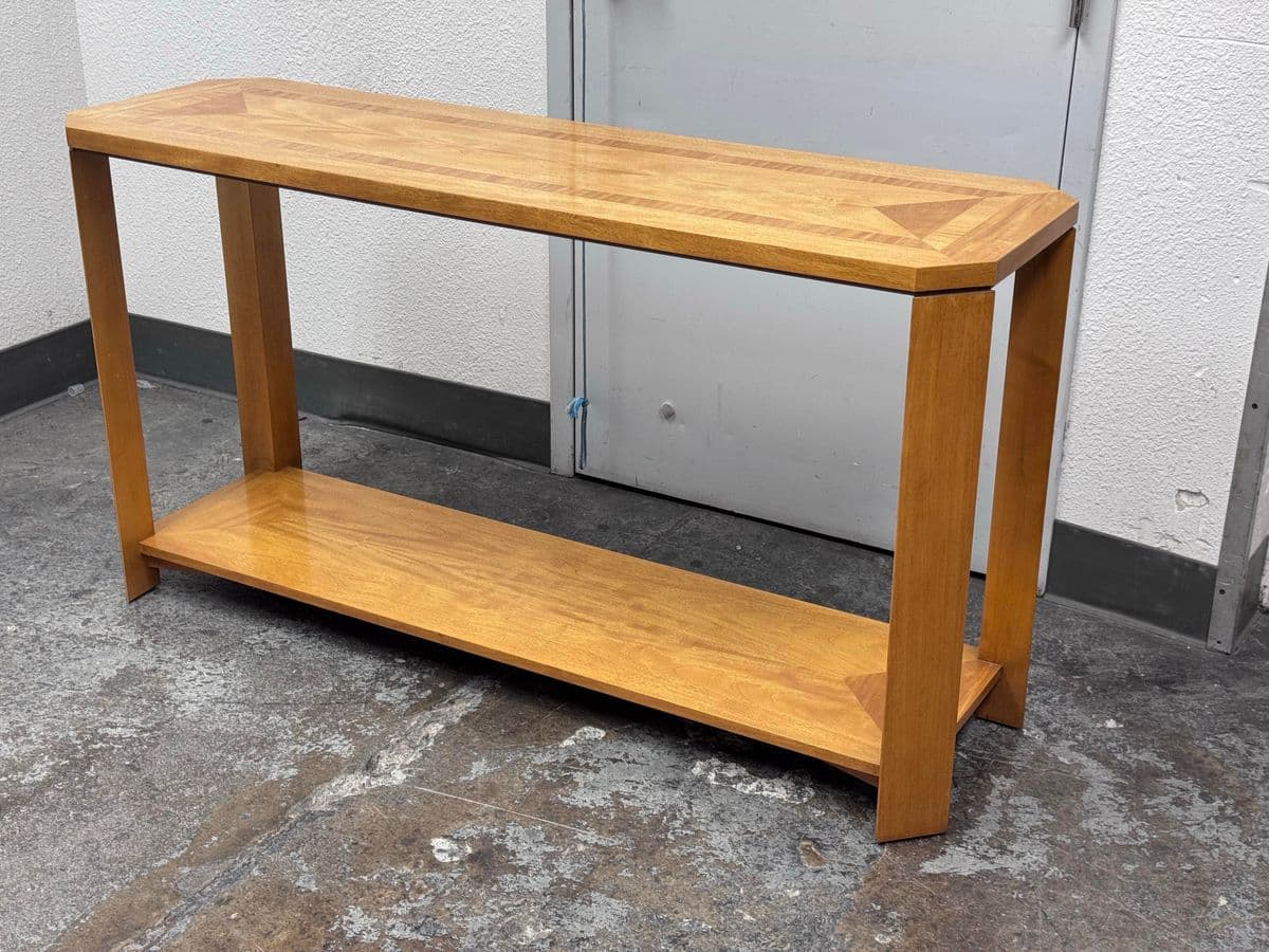 Baker Furniture Console Table With Inlaid Surface Design - Thumbnail 3