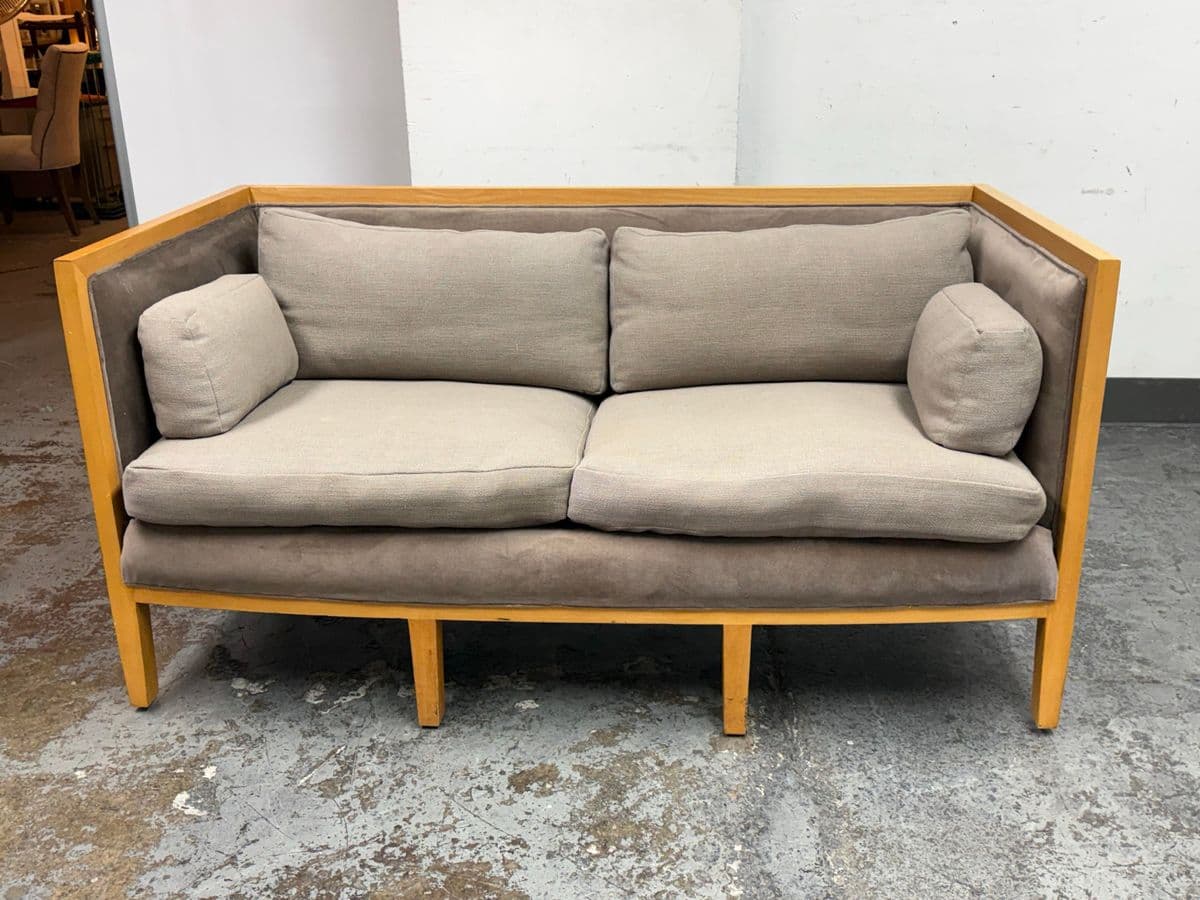 Danish Style Apartment Sofa With Cherry Wood Tone Frame - Thumbnail 3