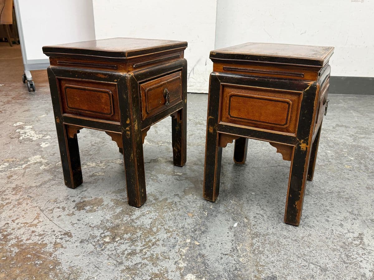 Antique Provincial Chinese Side Tables, Pair - Thumbnail 8