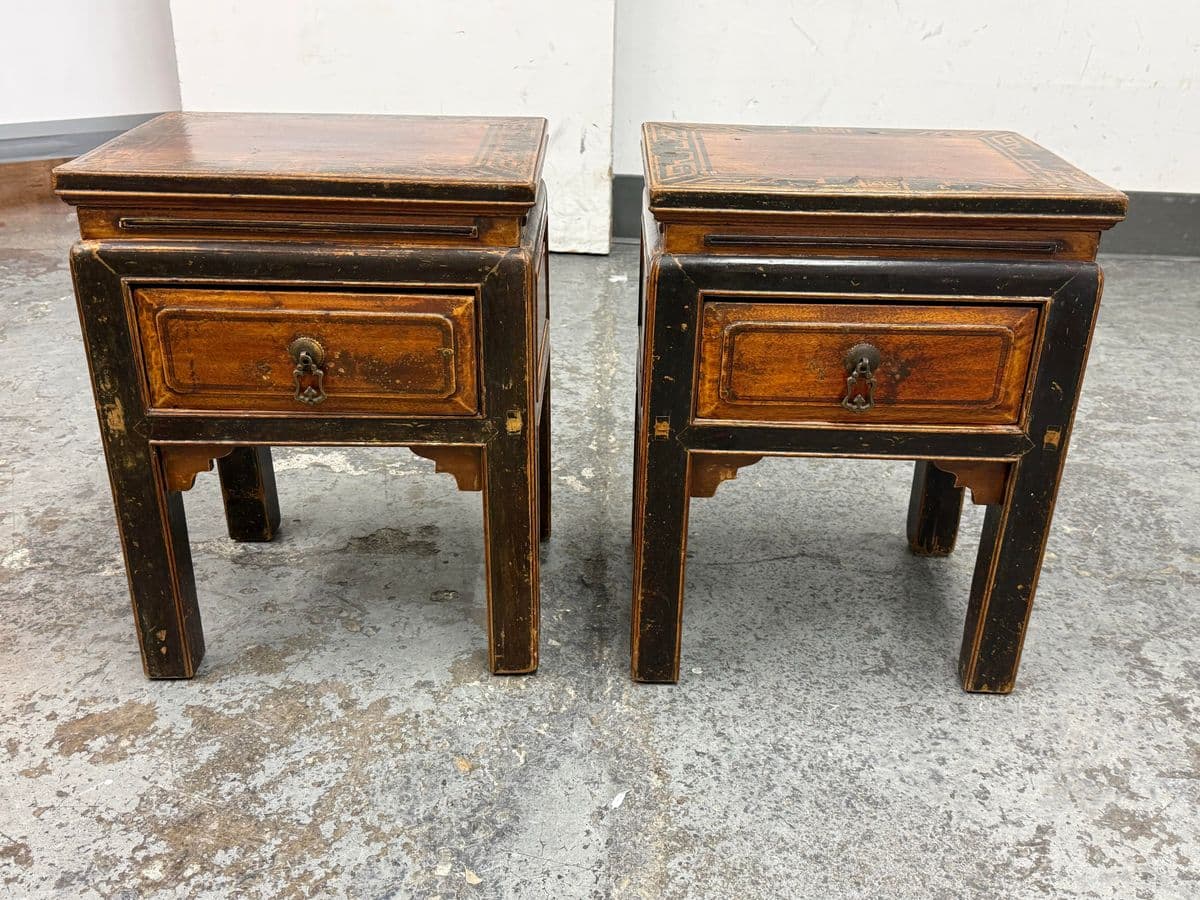 Antique Provincial Chinese Side Tables, Pair - Thumbnail 3