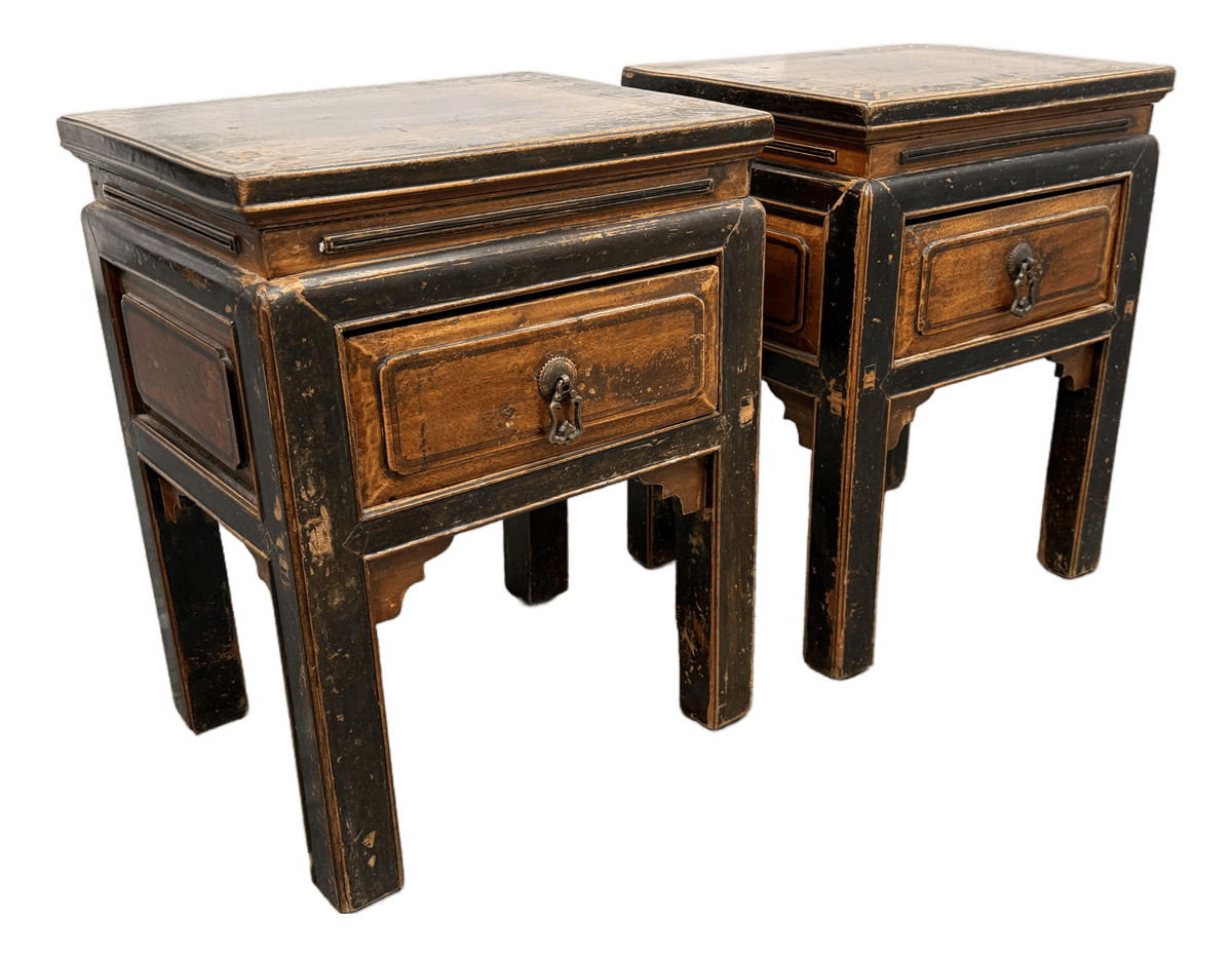 Antique Provincial Chinese Side Tables, Pair - Thumbnail 2