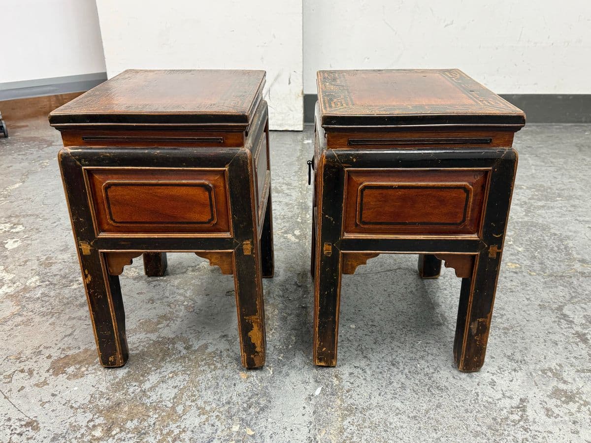 Antique Provincial Chinese Side Tables, Pair - Thumbnail 6